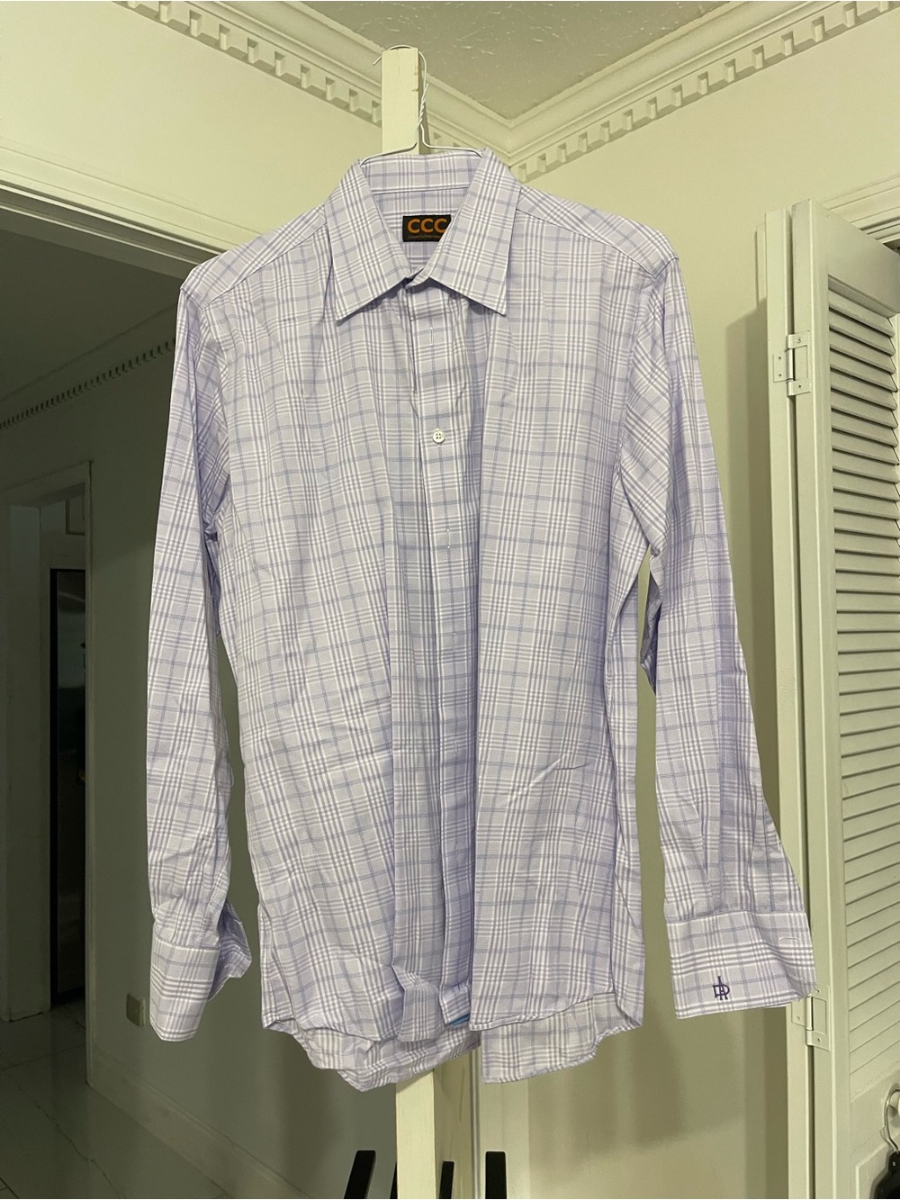 CCC Men's Lavender Plaid Dress Shirt